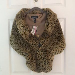 INC NWT LEOPARD FAUX FUR SHAWL LIMITED EDITION
